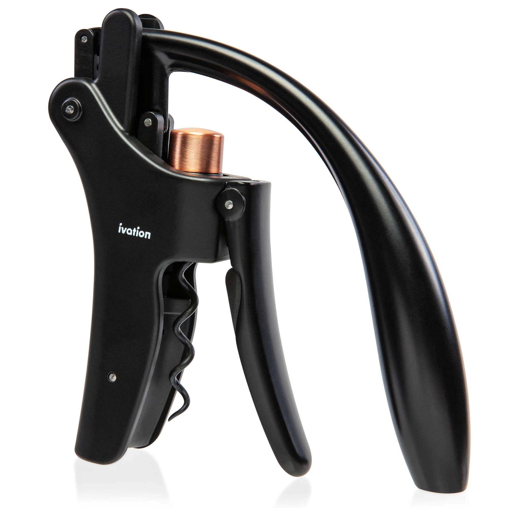 Ivation - Wine Bottle Opener, Manual Handheld Wine Opener with Ergonomic Lever Pump and More - Silver