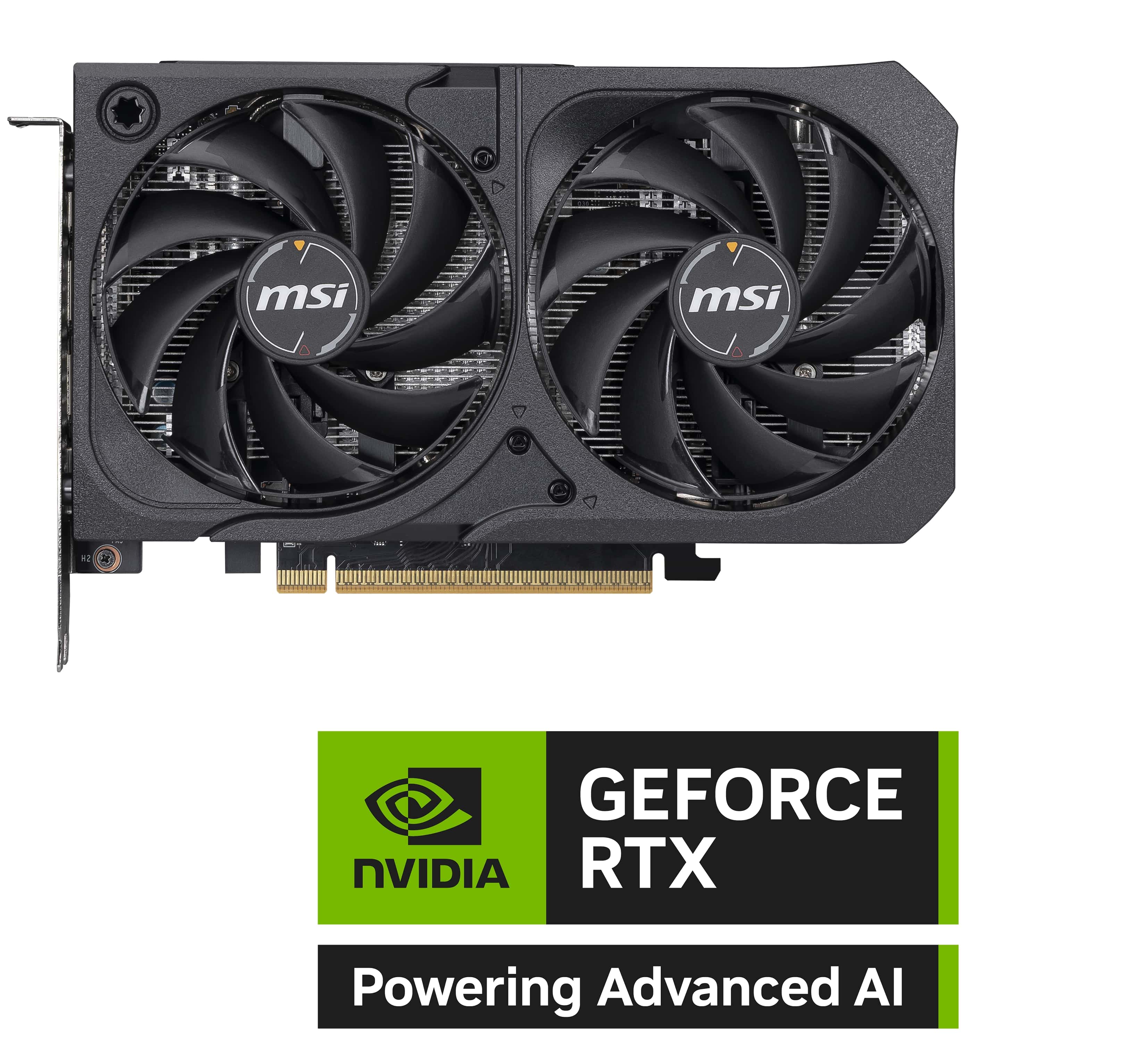 The text on the image reads "GEFORCE NVIDIA RTX Powering Advanced AI."