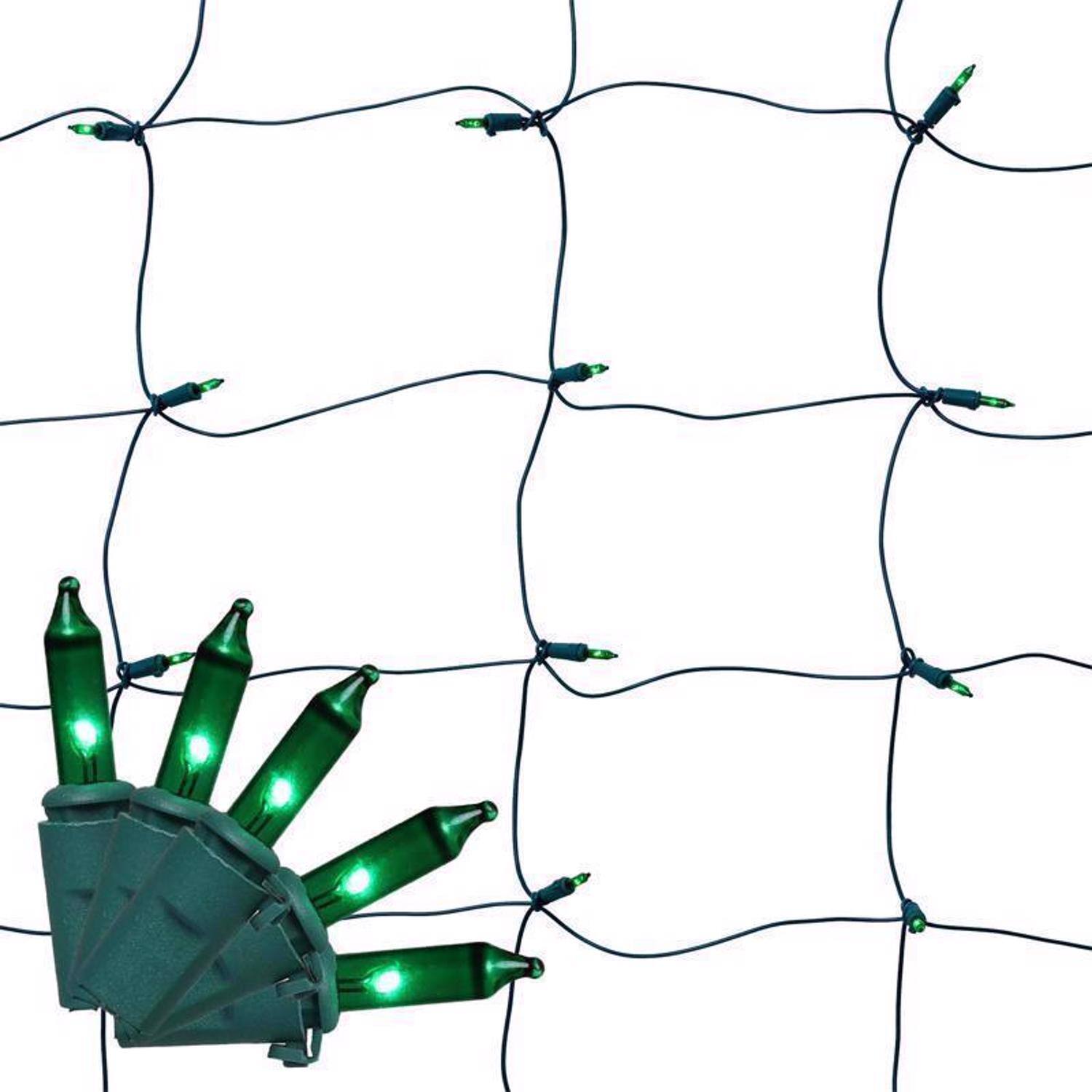 Left. Celebrations - Celebrations Classic LED T5 Green 100 ct Net Christmas Lights 4 ft..