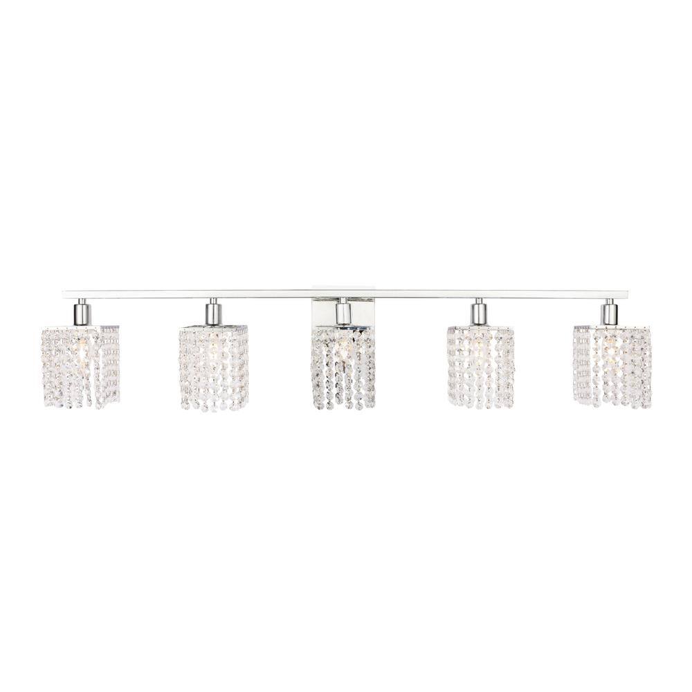 Alt View 8. Living District - Phineas 5 light Chrome and Clear Crystals wall sconce - Chrome And Clear Crystals.