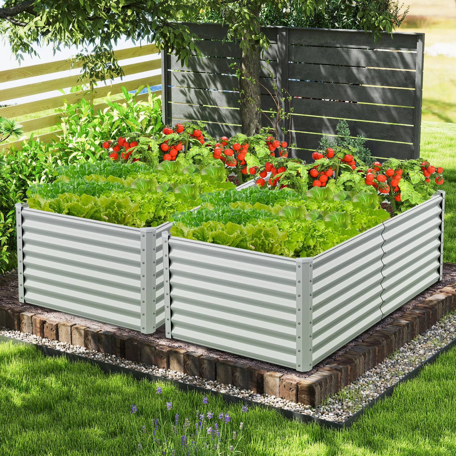 Alt View 8. Gymax - Gymax Raised Garden Bed Large Metal Planter Box Kit for Vegetable Herb 6' x 3' x 2' Gray - Gray.