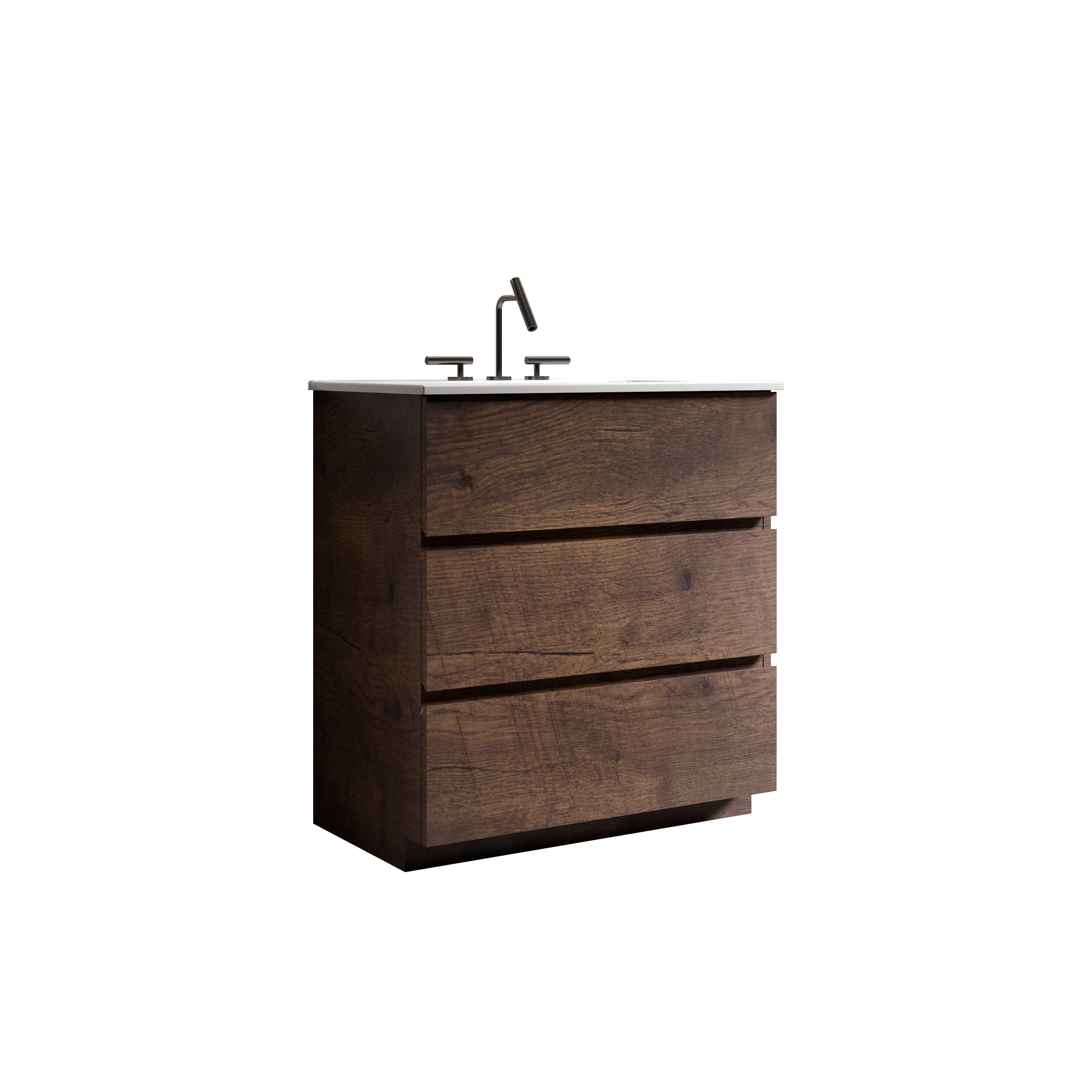 Alt View 5. Boyel Living - 30 Inch Walnut Bathroom Vanity with Sink, Large Storage, Freestanding Design, One-Piece Basin, Pre-Assembled - White+Walnut.