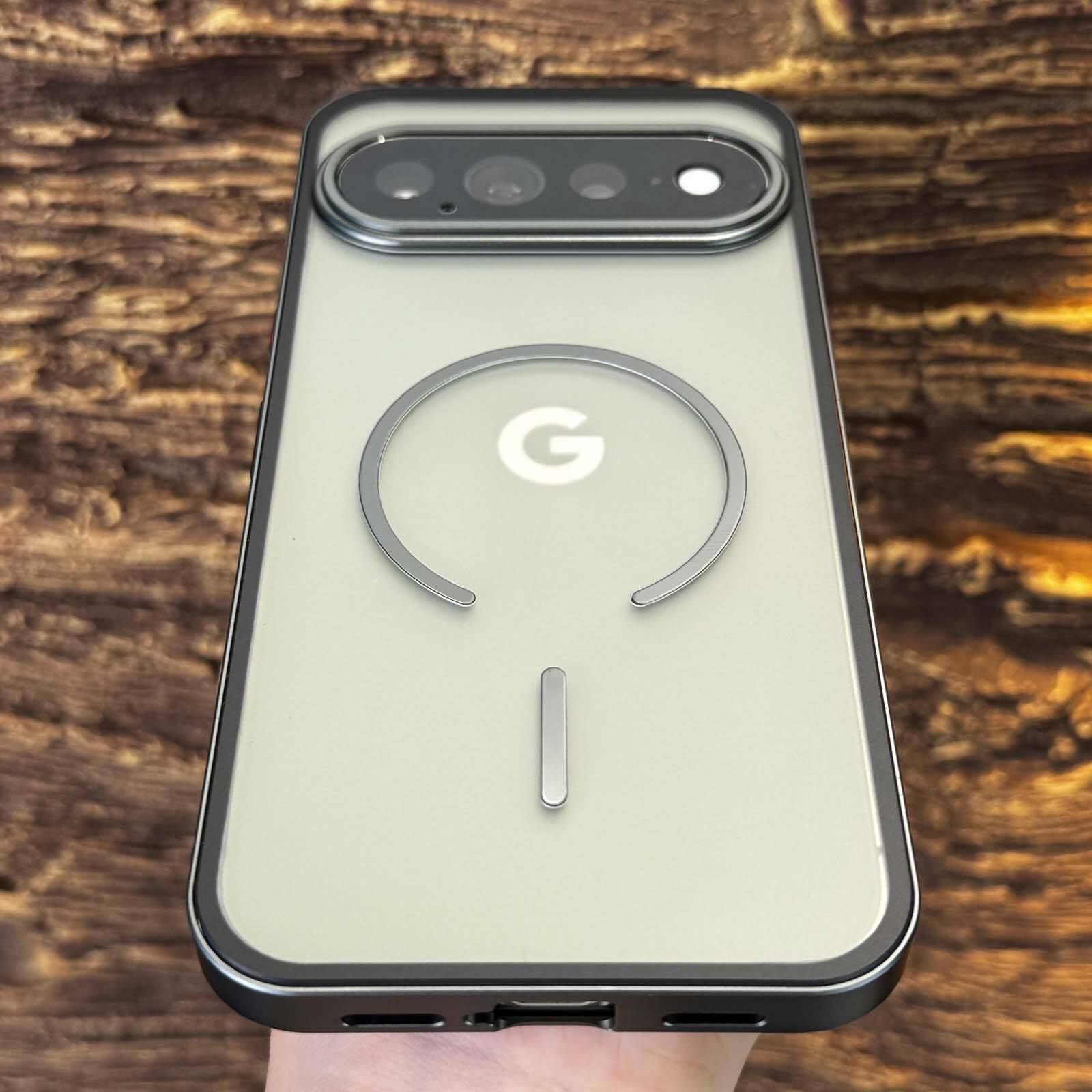 Alt View 1. Dteck - Magnetic Aluminum Bumper Case for Google Pixel 11 Pro, Slim Shockproof Translucent Matte Phone Cover with Buckle Lock - Silver.