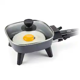 Elite Cuisine - EFSL1000 7” Portable Electric Skillet, Removable Handle - Black