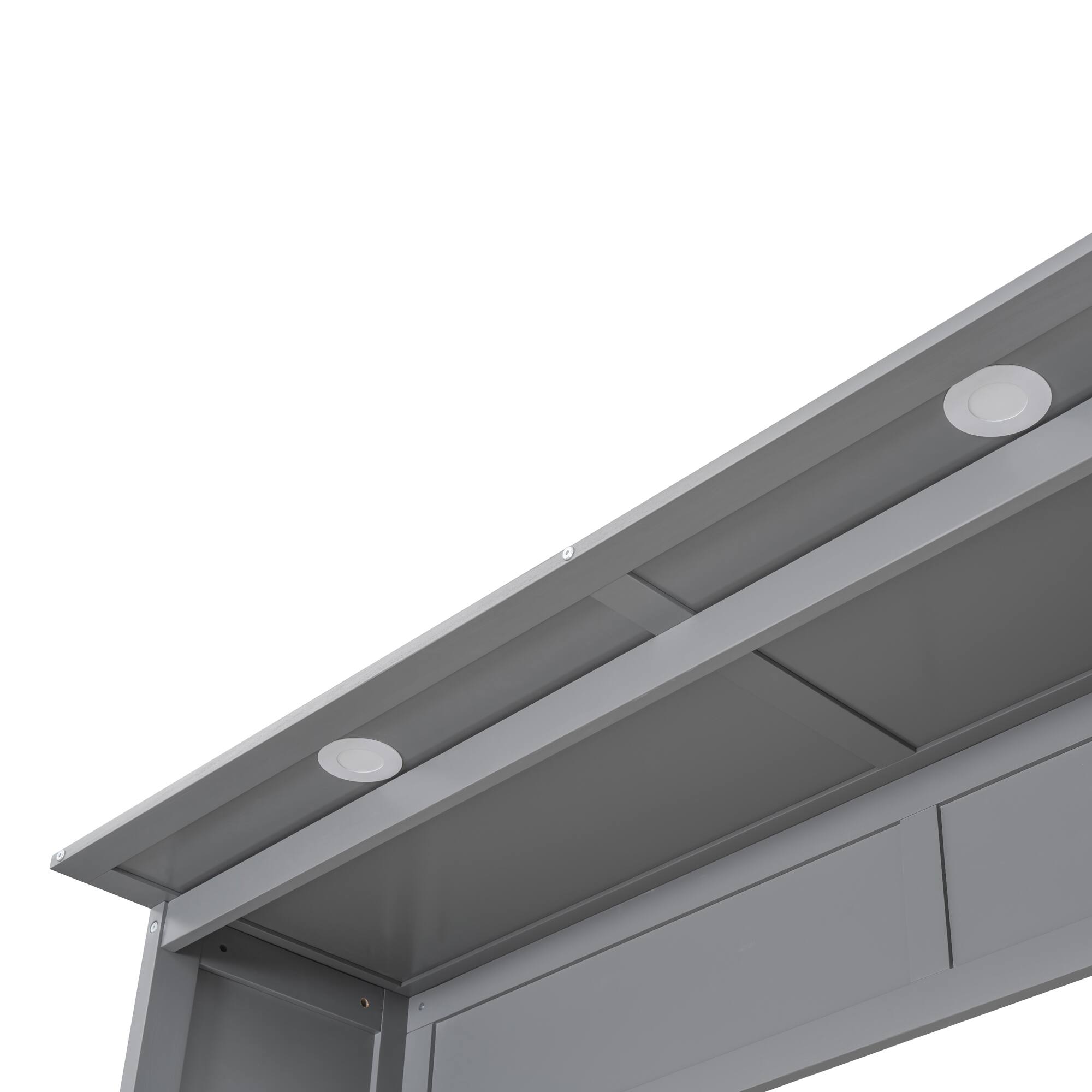 Alt View 9. Tiramisubest - Queen Size Murphy Wall Bed w/ Shelves, Drawers, LED Lights, Gray, 88x104x88 inches, 286 lbs - Gray.