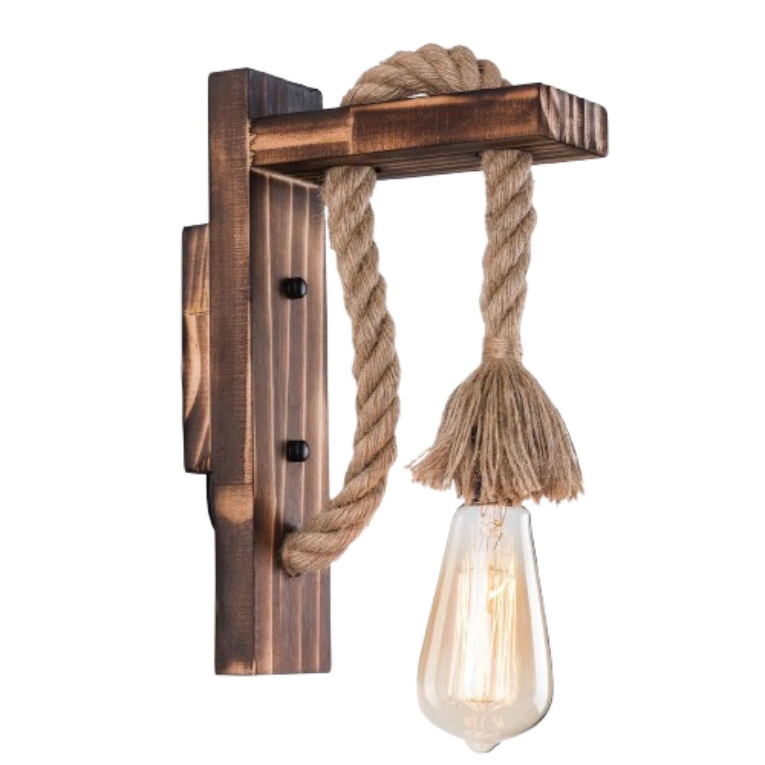 Front. Stock Preferred - Rustic Indoor Wall Sconce Lamp - Wood & Black Metal.