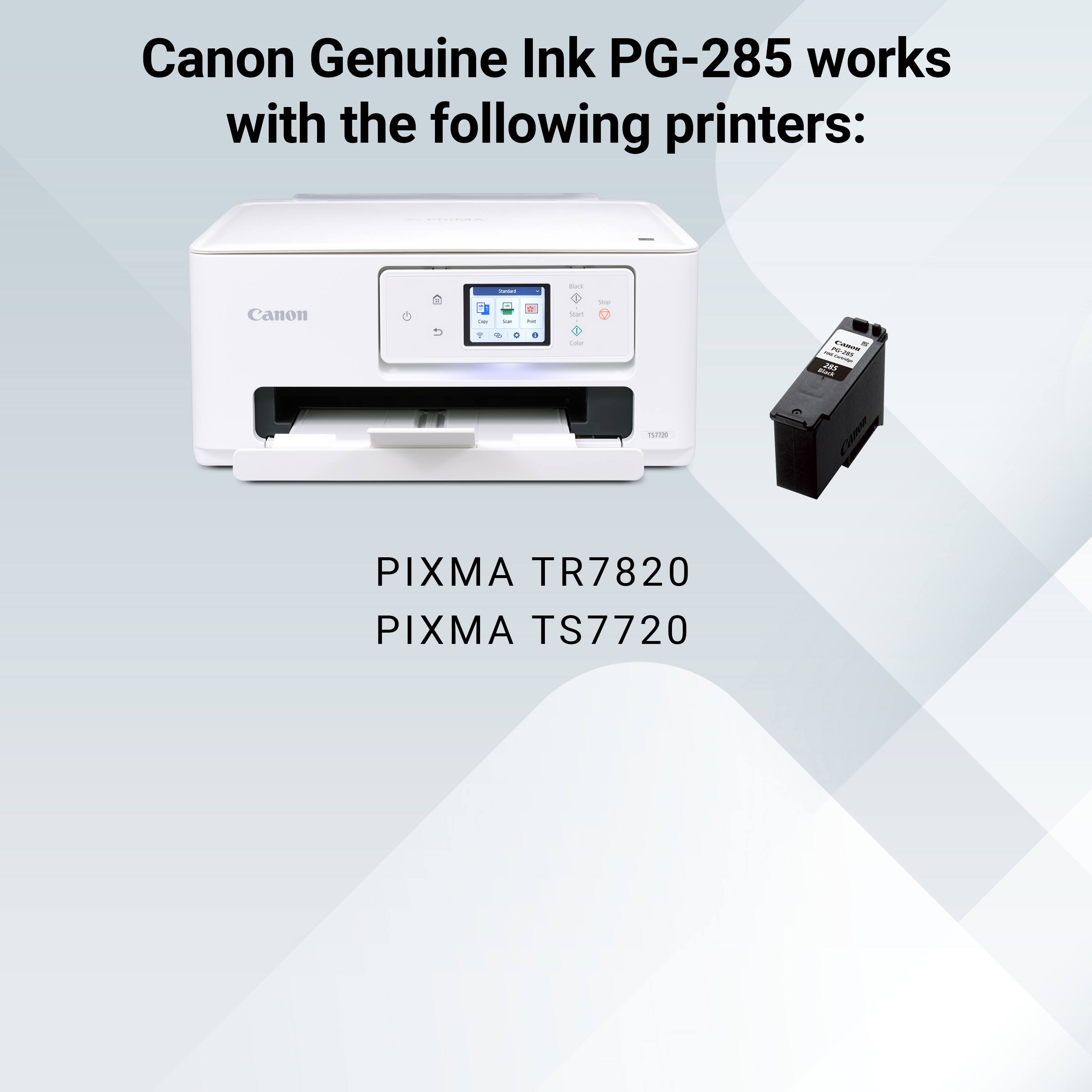 Canon Genuine Ink PG-285 works with the following printers:

- PIXMA TR7820
- PIXMA TS7720