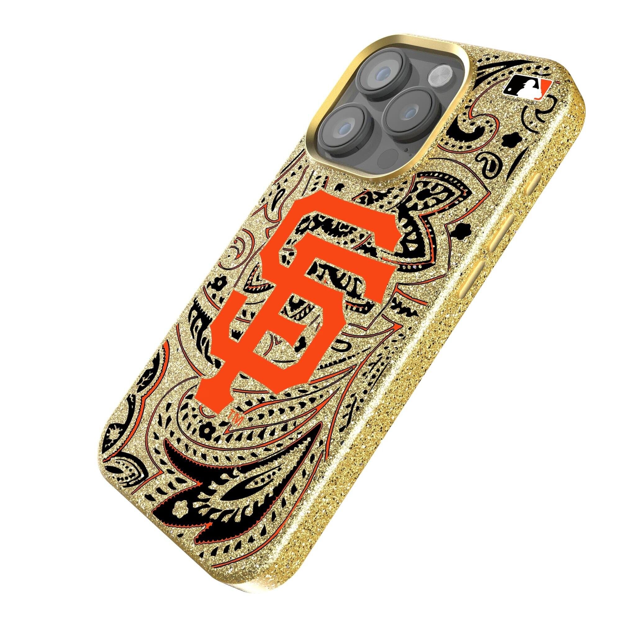 Alt View 1. Keyscaper - San Francisco Giants Paisley Bling iPhone Case - 15 Pro Max - Gold.