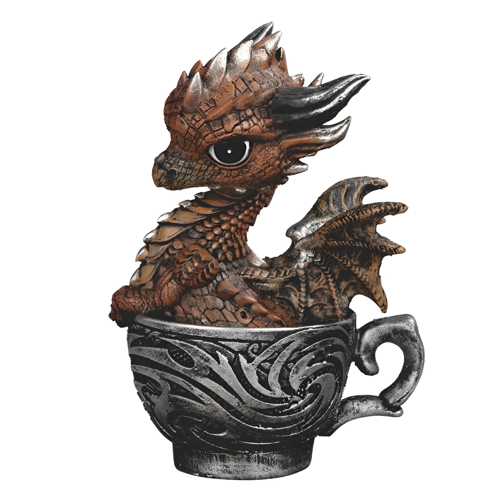 FC Design - 5"H Dragon in Cup Figurine Statue Computer Desk Tabletop Medieval Gaming Home Decor Gift - Multi-Color