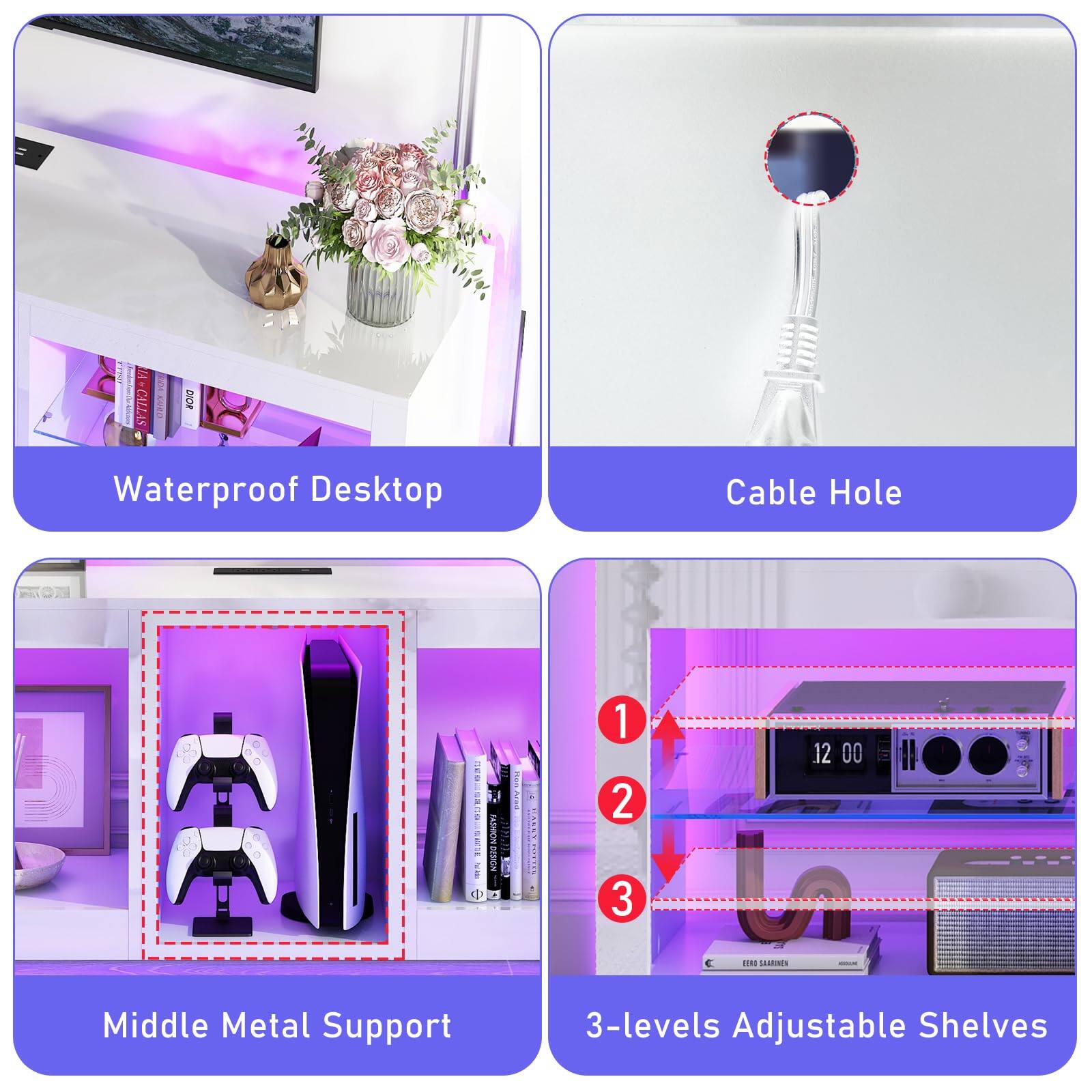 FTTUr V7 | LA-CALLAS AO DIOR Waterproof Desktop Cable Hole mini OT : SNE MEDE AET 1132 DESIGN 1 2 3 12 00 N MAAITs  
Middle Metal Support 3-levels Adjustable Shelves