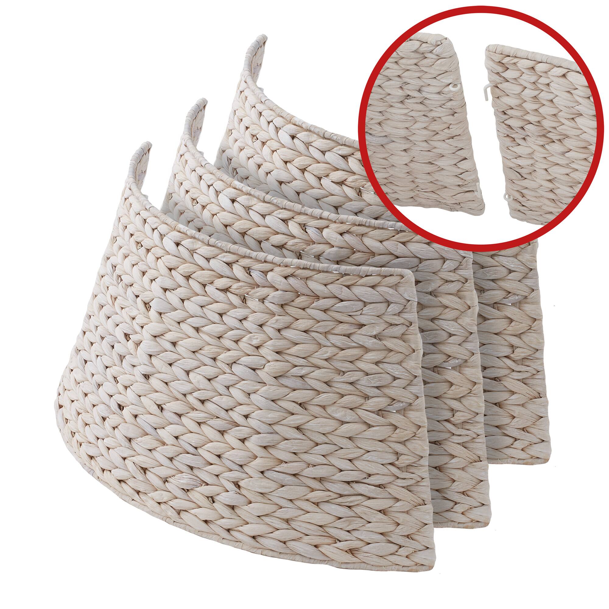 Alt View 4. Casafield - Water Hyacinth Christmas Tree Collar with Cord Cut Out - White.