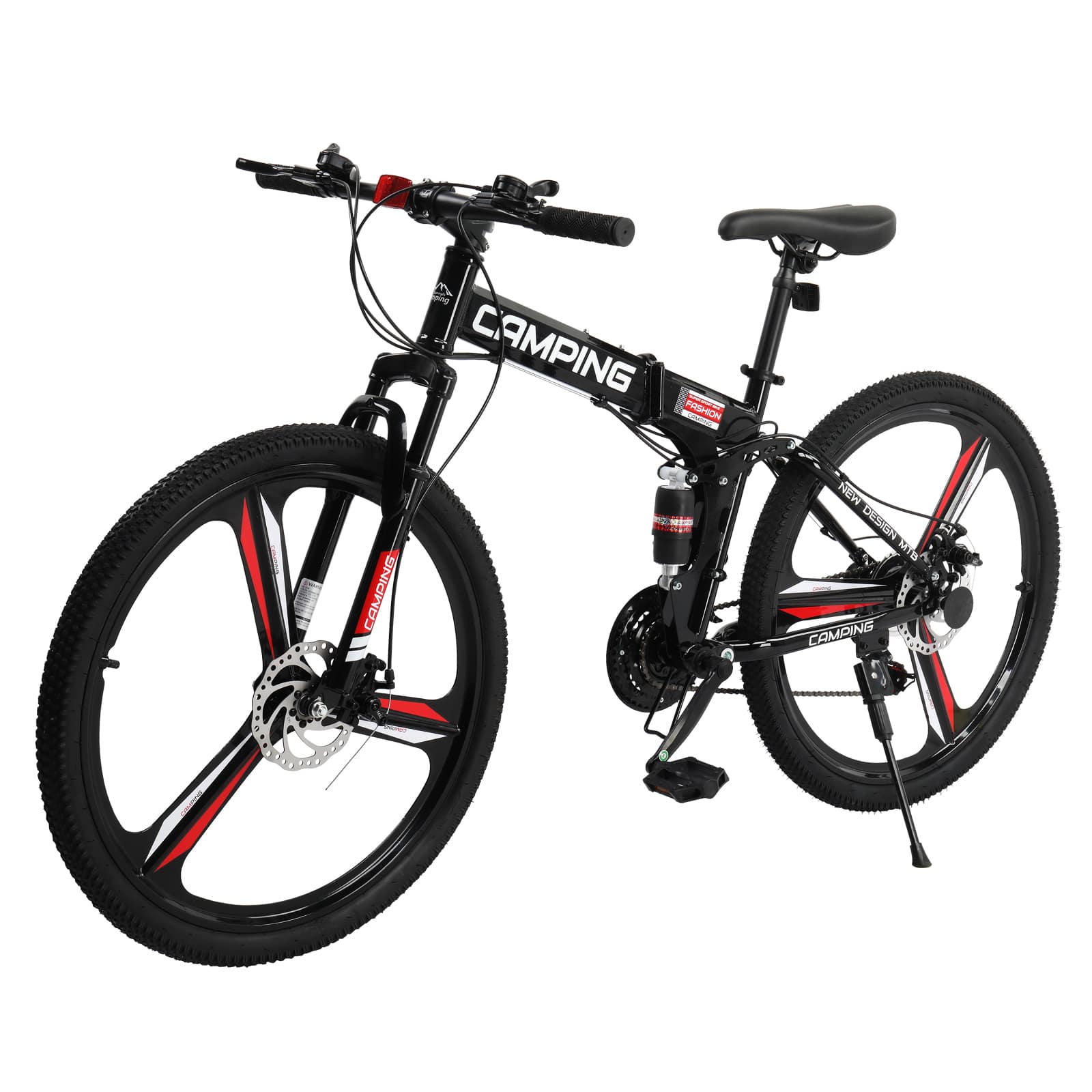 Winado - 26in 21-Speed Foldable Mountain Bike Dual Suspension High Carbon Steel - Black price history on PriceWatchPro
