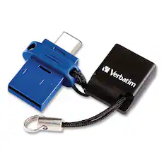 Front. Verbatim - Verbatim 99154 Store ‘n' Go 32 GB Dual USB 3.0 Flash Drive for USB-C Devices - Blue - Blue.