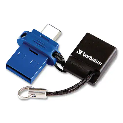 Front. Verbatim - Verbatim 99154 Store ‘n' Go 32 GB Dual USB 3.0 Flash Drive for USB-C Devices - Blue - Blue.