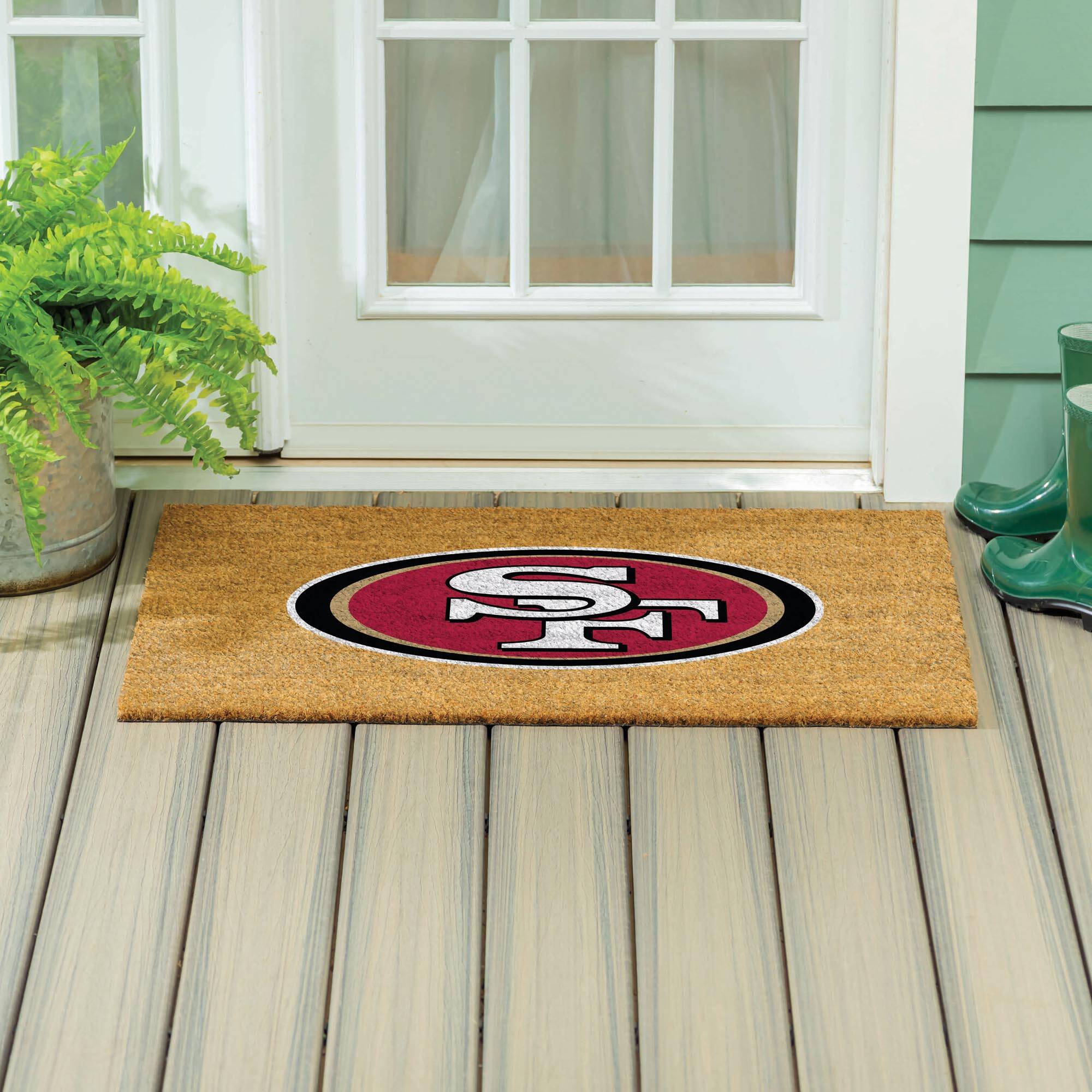 Alt View 3. Evergreen Enterprises - San Francisco 49ers 24" x 36" Outdoor Team Logo Coir Mat - Brown.