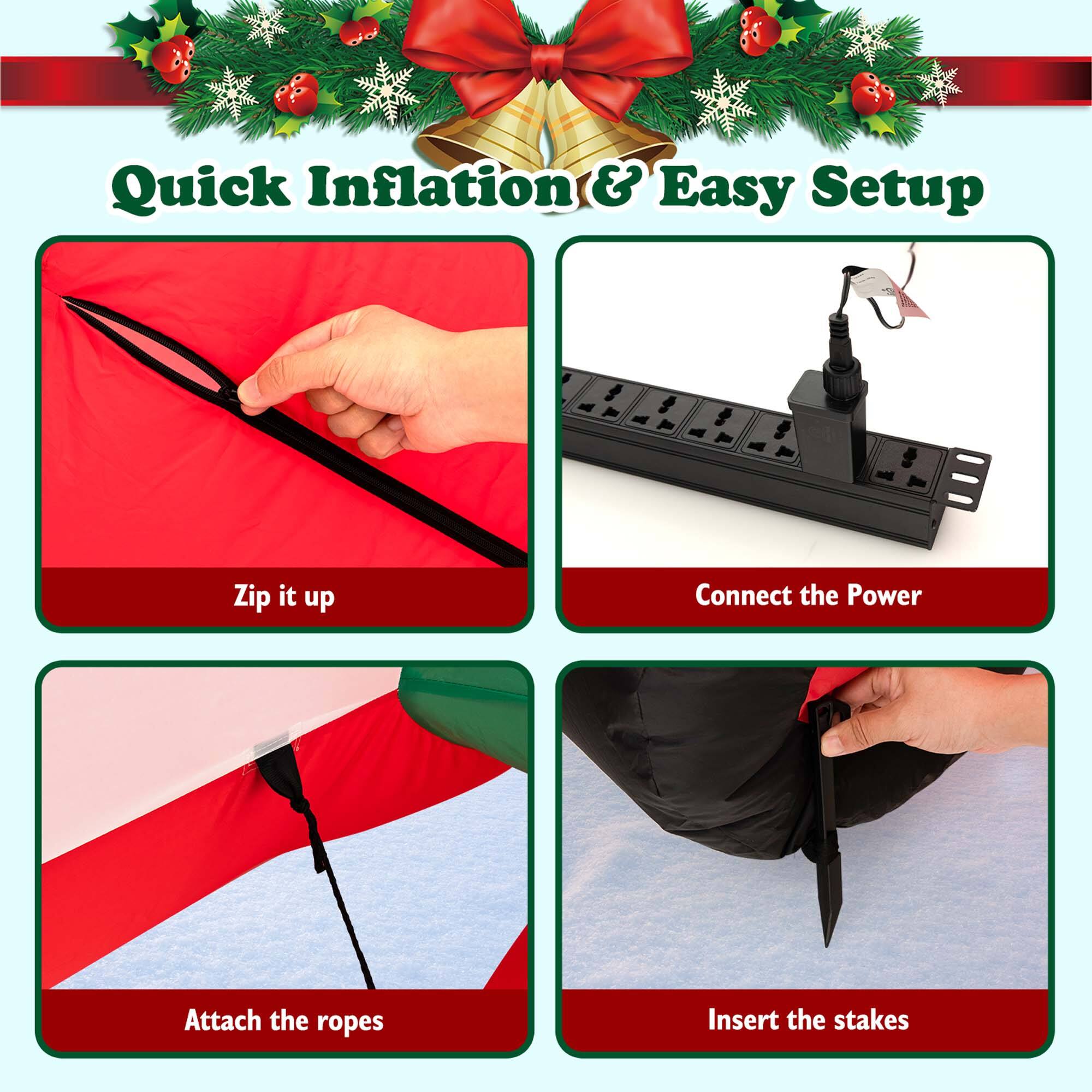 Costway 9FT Inflatable Christmas Santa Claus on Helicopter with Snowman Penguin LED Lights