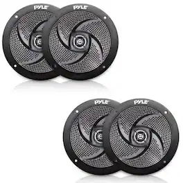 Pyle - PLMRS5B 5.25-In Waterproof Low Profile Marine Speakers, (4 Speakers) - Black