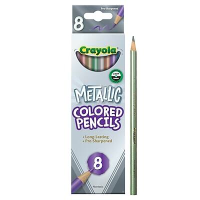 8 Pre-Sharpened Crayola Metallic Colored Pencils  
Long Lasting  
8 Nontoxic