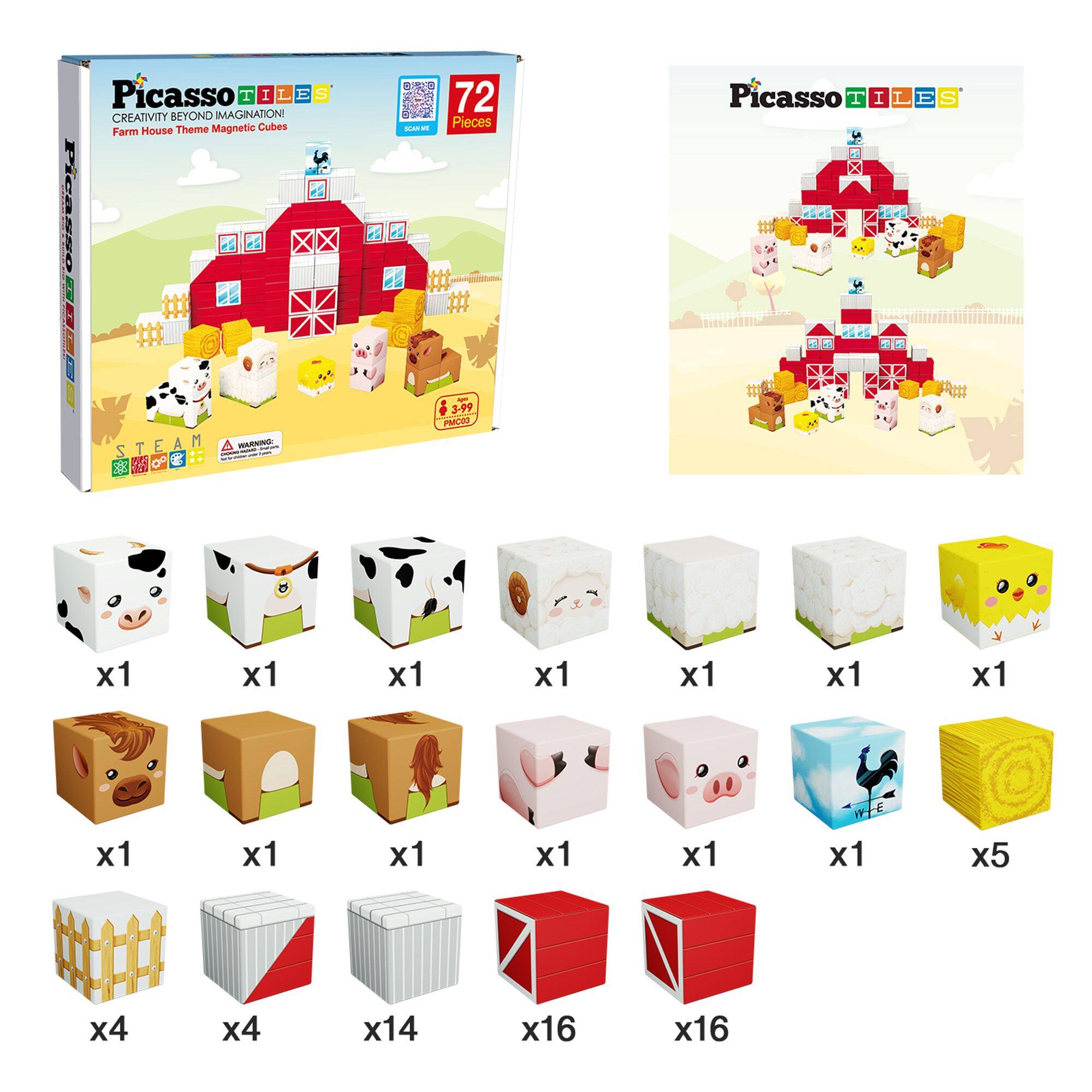 Picasso Tiles  
Creativity Beyond Imagination!  
Farm House Theme Magnetic Cubes  

72 Pieces  

STEAM  

- 1 x Cow  
- 1 x Cow  
- 1 x Cow  
- 1 x Piglet  
- 1 x Piglet  
- 1 x Piglet  
- 1 x Piglet  
- 1 x Piglet  
- 1 x Piglet  
- 1 x Piglet  
- 1 x Piglet  
- 1 x Piglet  
- 1 x Piglet  
- 1 x Piglet  
- 1 x Piglet  
- 1 x Piglet  
- 1 x Piglet  
- 1 x Piglet  
- 1 x Piglet  
- 1 x Piglet  
- 1 x Piglet  
- 1 x Piglet  
- 1 x Piglet  
- 1 x Piglet  
- 1 x Piglet  
- 1 x Piglet  
- 1 x Piglet  
- 1 x Piglet  
- 1 x Piglet  
- 1 x Piglet  
- 1 x Piglet  
- 1 x Piglet  
- 1 x Piglet  
- 1