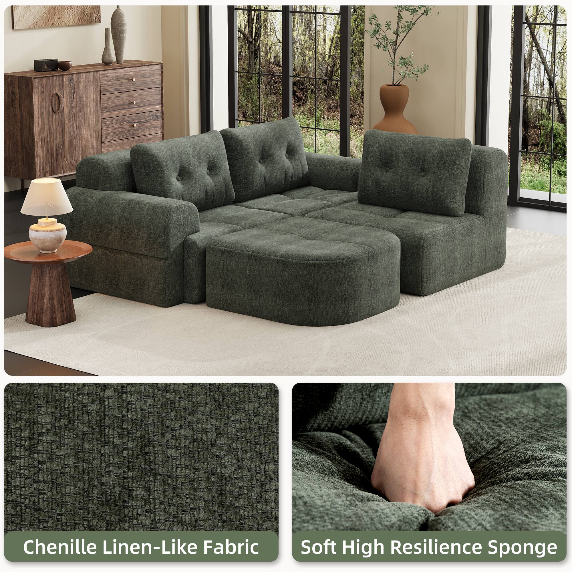 Chenille Linen-Like Fabric  
Soft High Resilience Sponge