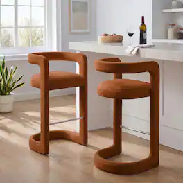 Winslow Performance Velvet Bar Stool Set of 2 by Modway - Rust