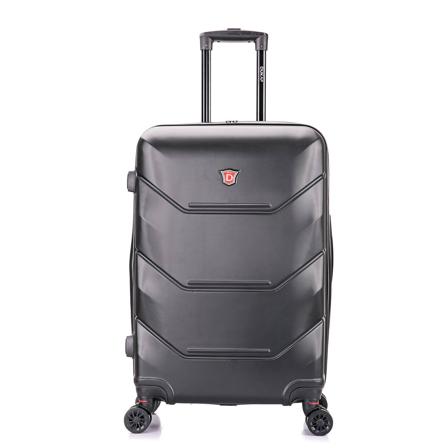 Angle. DUKAP - Zonix Lightweight Hardside Spinner Luggage 26" Luggage - BLACK.