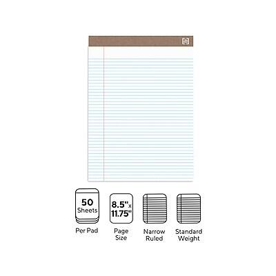 50 Sheets Per Pad  
8.5" x 11.75" Page Size  
Narrow Ruled  
Standard Weight