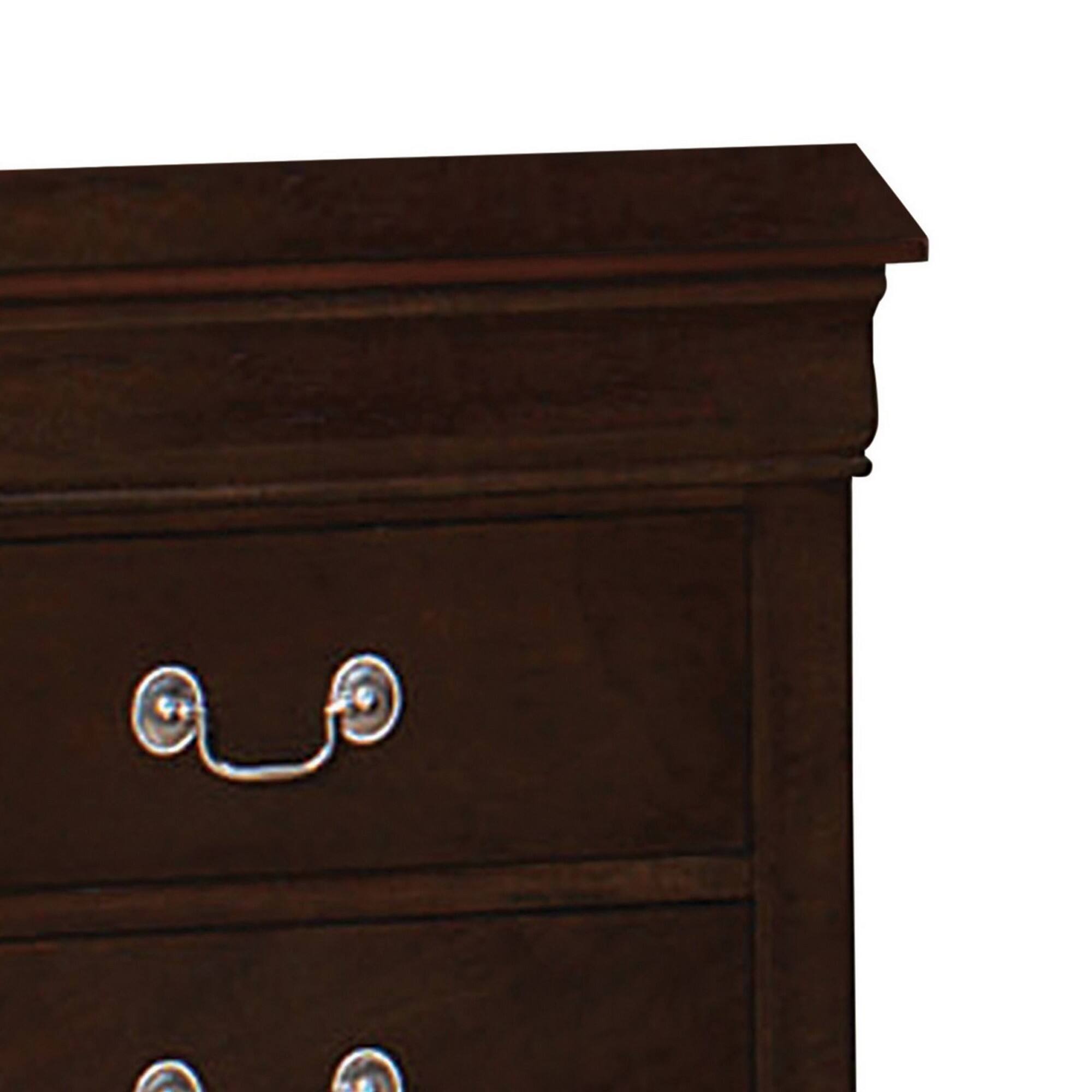 Left. Manhattan Lane - Nim 24 Inch 2 Drawer Nightstand, Classic Bail Handles, Cappuccino - Cappuccino Brown, Nickel.