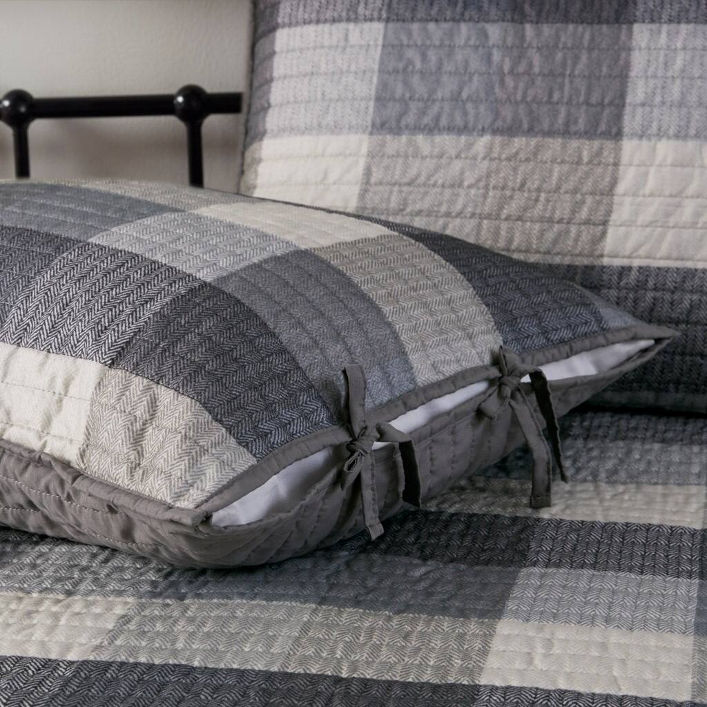 Alt View 4. Gracie Mills - Gracie Mills Donner 6 Piece Reversible Plaid Daybed Cover Set - Grey.