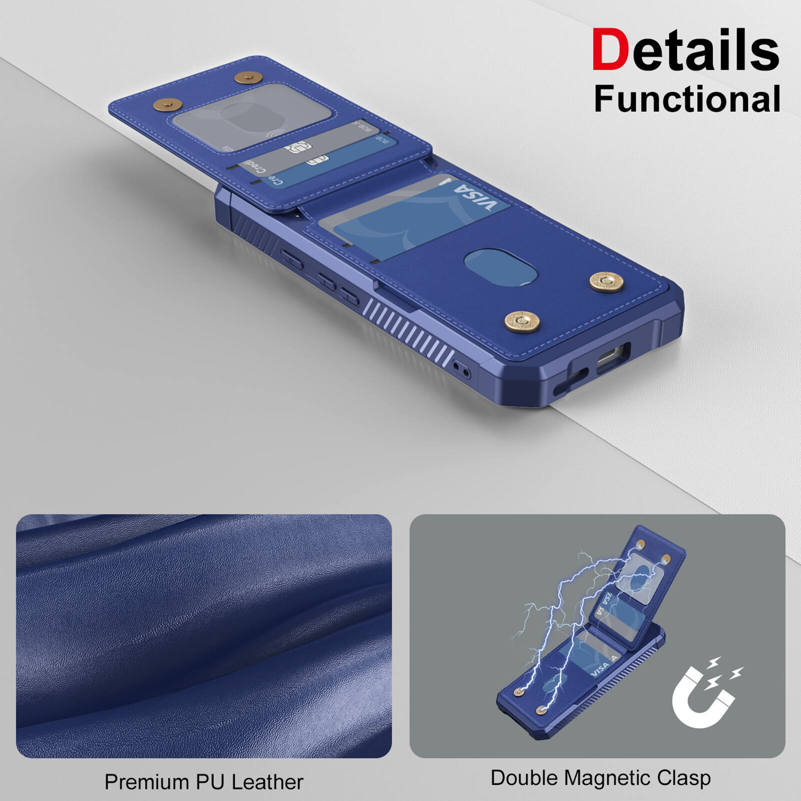 FR0 Cred CI 4 AY I VISA Details Functional 1A VISA Premium PU Leather Double Magnetic Clasp