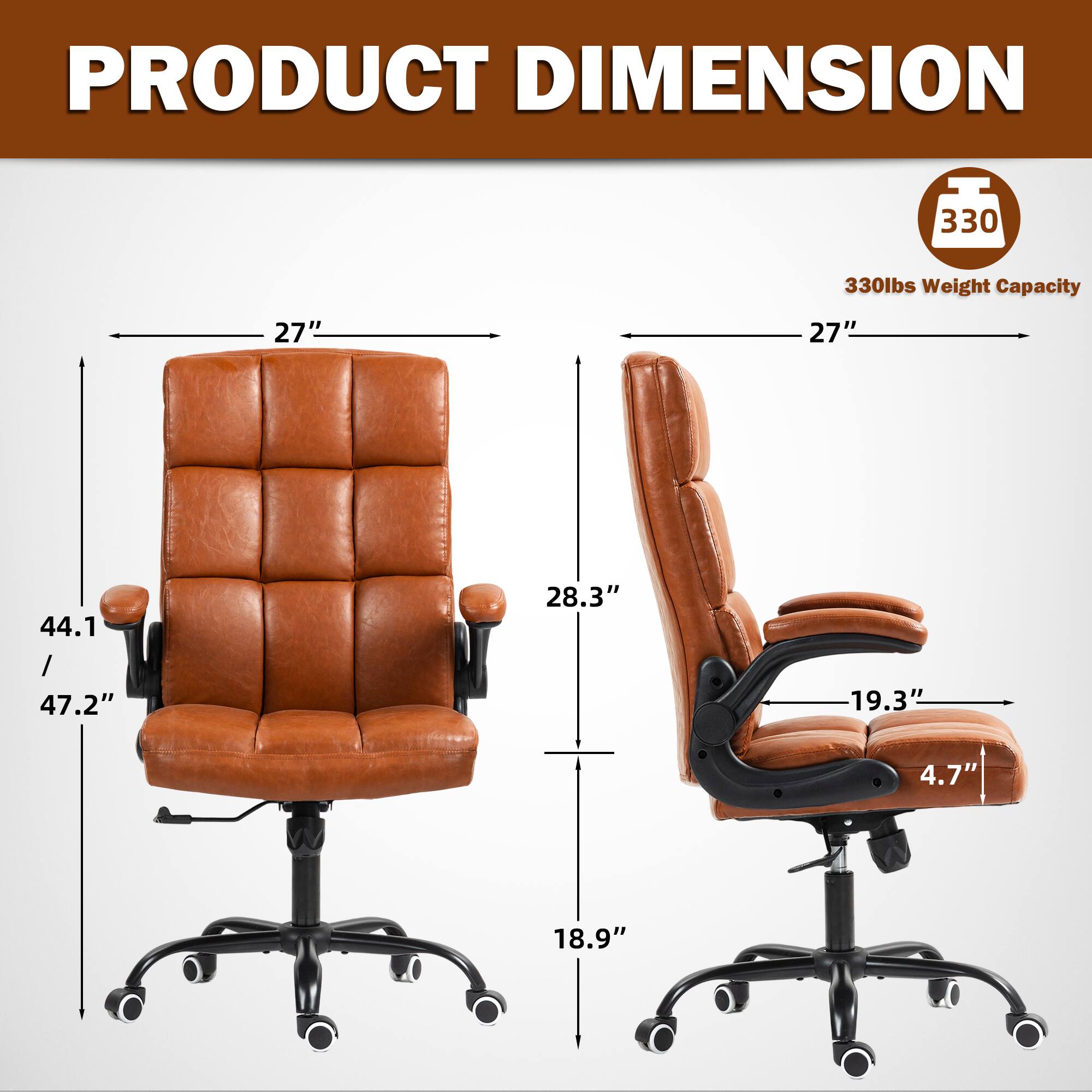 PRODUCT DIMENSION  
330 lbs Weight Capacity  
27" x 27" x 44.1" / 47.2"  
28.3" x 19.3" x 4.7" x 18.9"