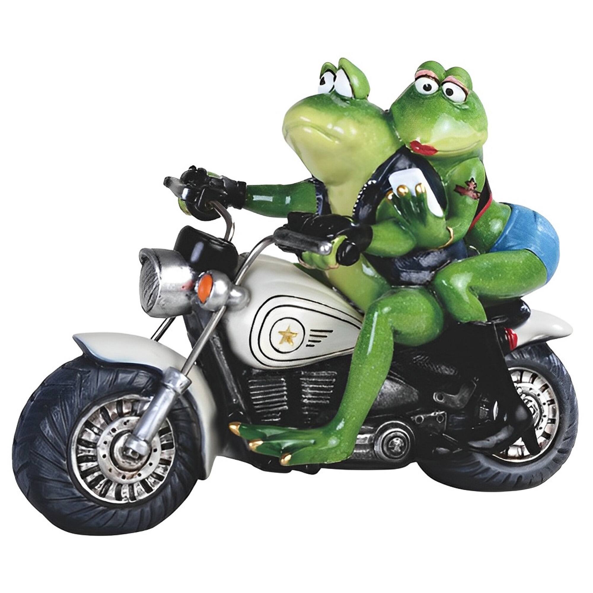 Front. FC Design - FC Design 10"W Frog Couple Riding Motorcycle Funny Animal Figurine Statue Office Desk Tabletop Home Decor Gift - Multi-Color.