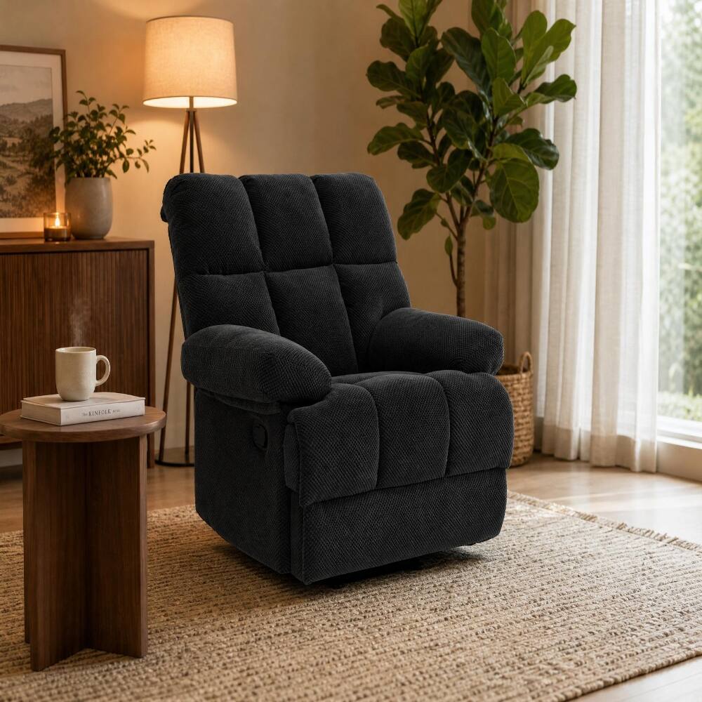 Left. Ropilly - Ropilly Dark Gray Manual Rocker Recliner Contemporary Chair - Dark Gray.
