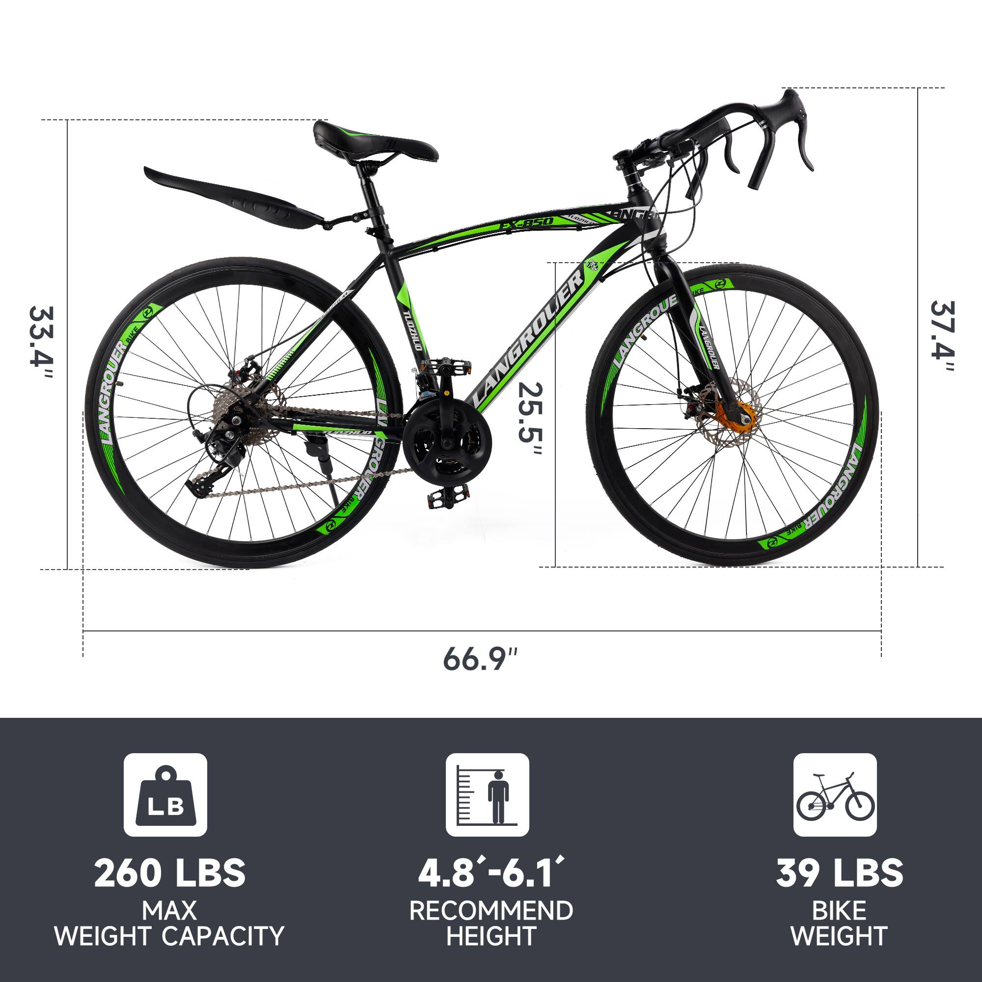 33.4"  
25.5"  
37.4"  
66.9"  

260 LBS MAX WEIGHT CAPACITY  
4.8'-6.1' RECOMMEND HEIGHT  
39 LBS BIKE WEIGHT