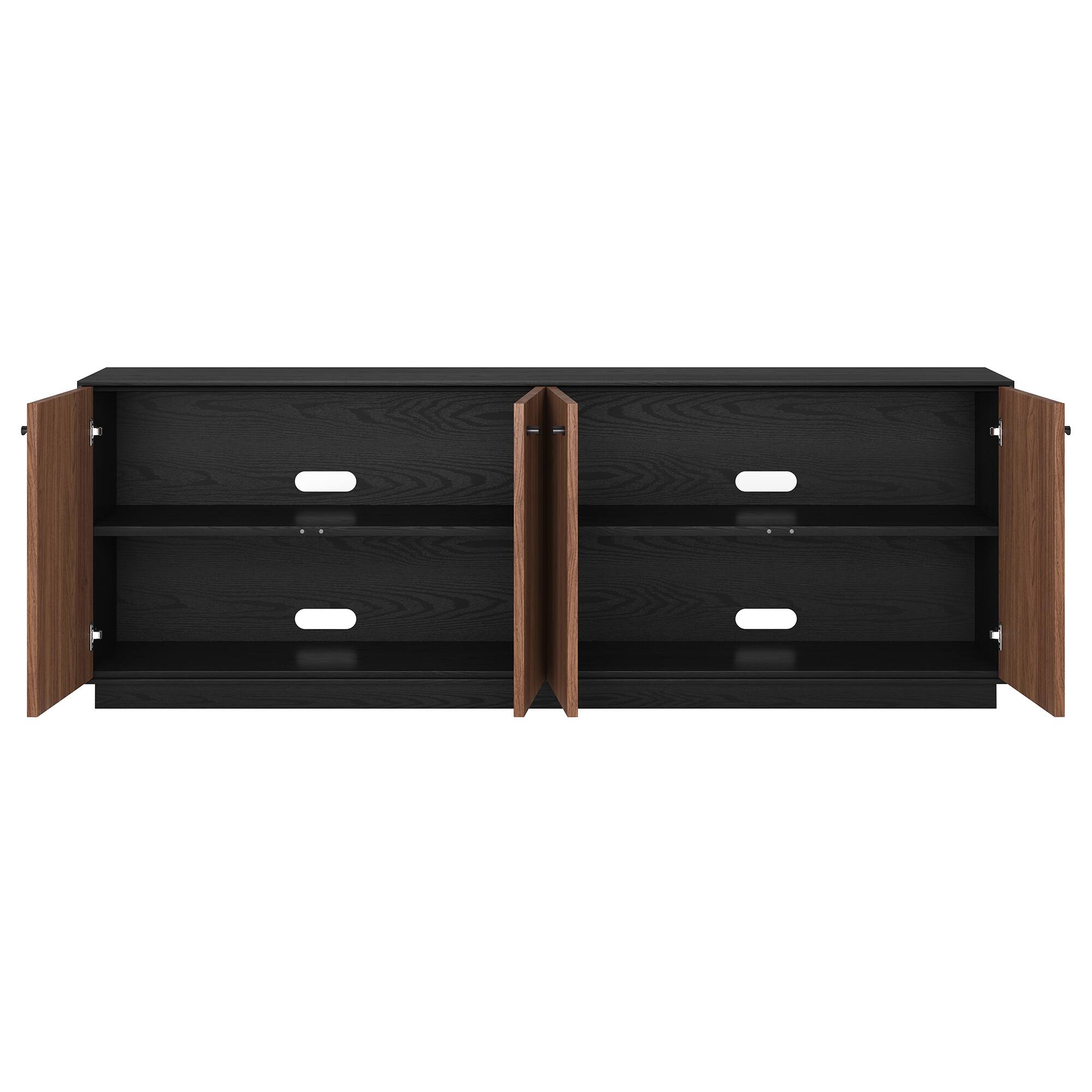 Alt View 1. Hudson&Canal - Lillian Rectangular TV Stand for TV's up to 75" in Black Grain/Satin Walnut - Black Grain/Satin Walnut.