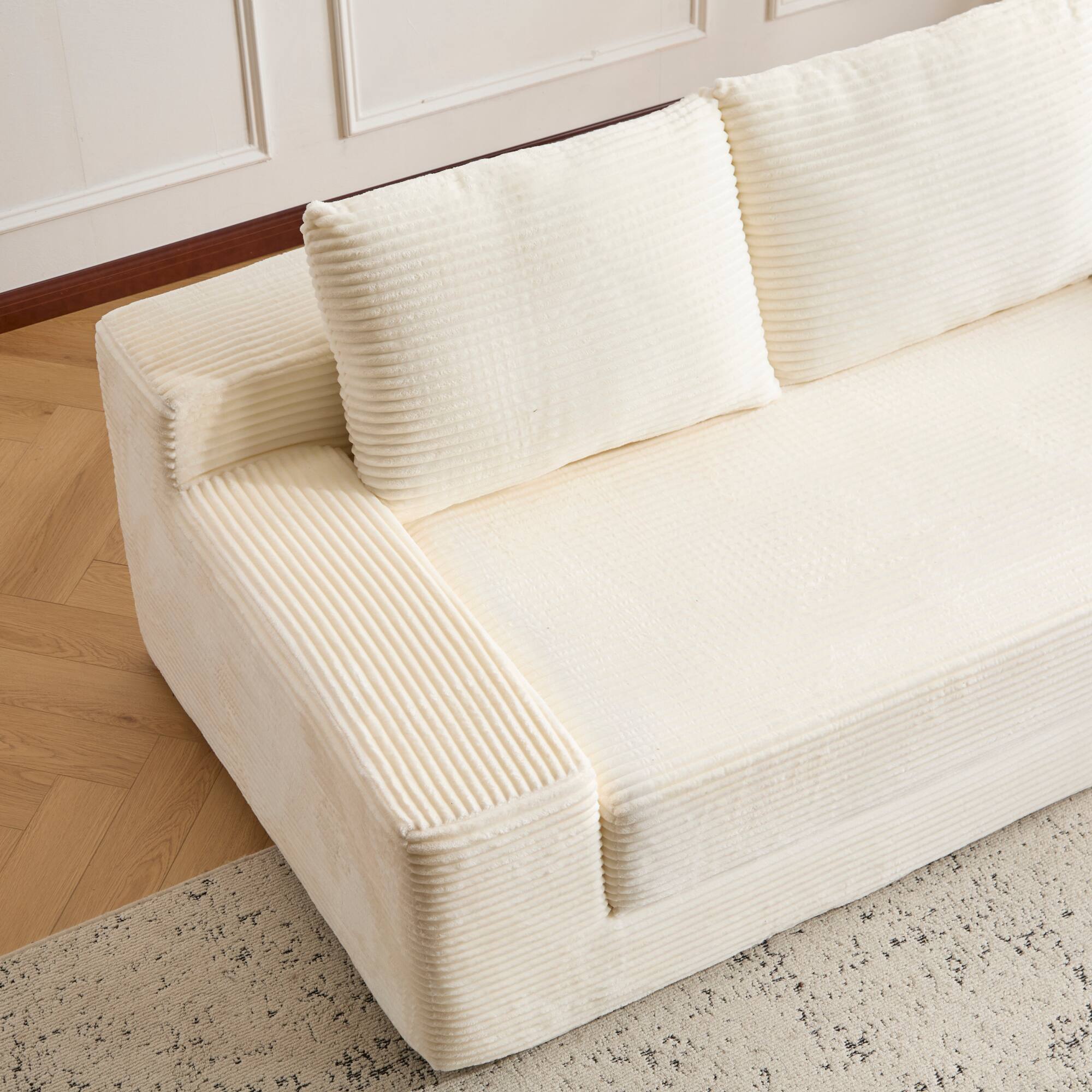 Alt View 10. GOODSILO - Modern Corduroy Loveseat Sofa Bed | Reversible Cushions & Deep Seating for Compact Spaces - White.