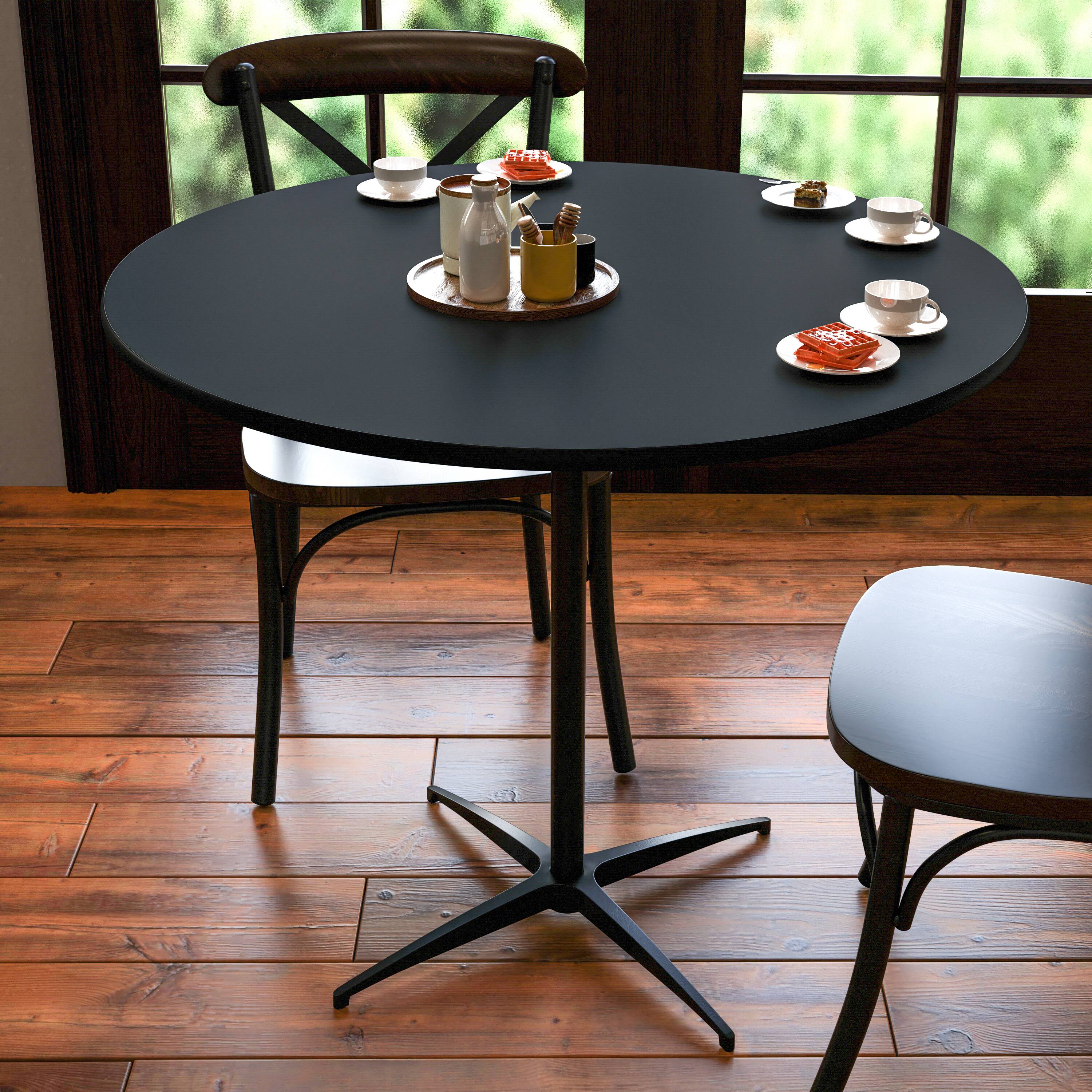 Alt View 3. Emma + Oliver - 36" Round Wood Cocktail Table with 30" and 42" Columns - Black.