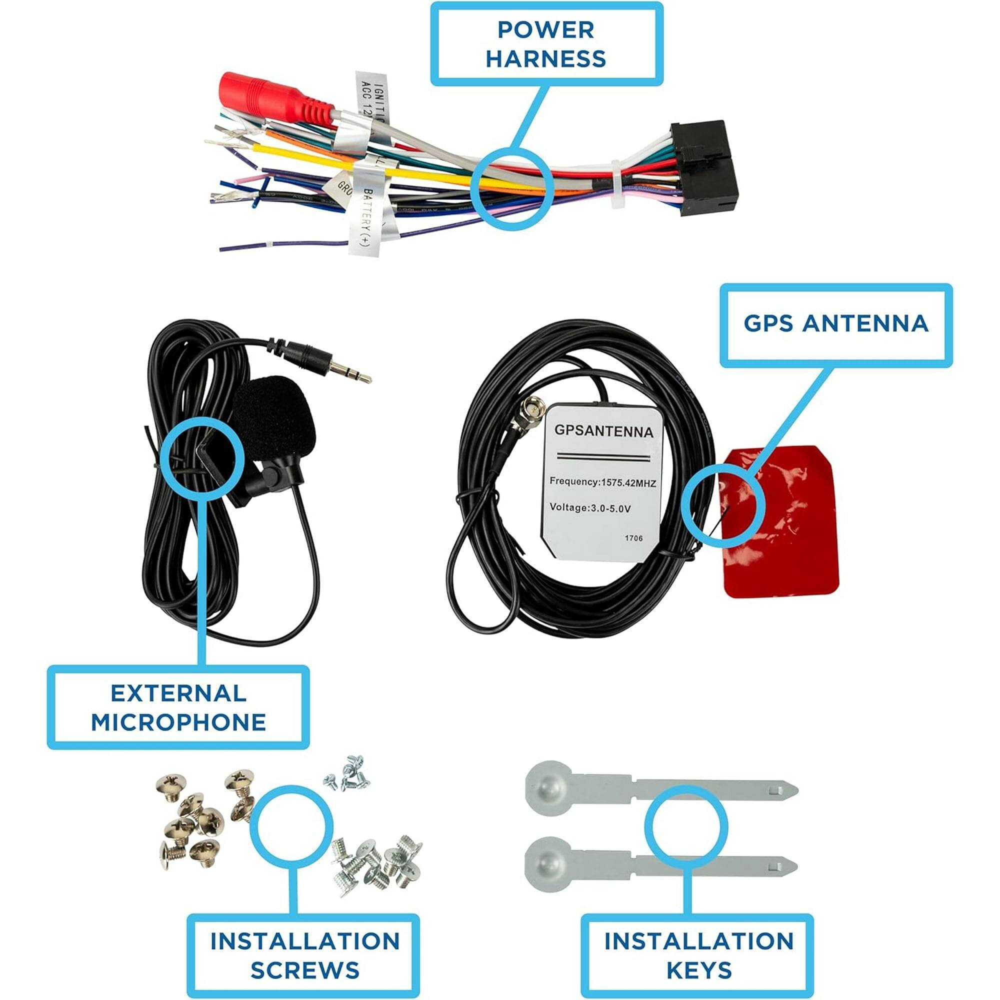ACC 12 GNITU POWER HARNESS GAD BATTERY(+) C GPS ANTENNA GPSANTENNA Frequency:1575.42MHZ Voltage:3.0-5.0V 170 EXTERNAL MICROPHONE INSTALLATION SCREWS INSTALLATION KEYS