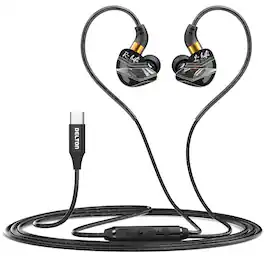 Delton - 31EC Ergonomic Wired In-Ear USB-C Computer Headset with In-line Microphone - Black
