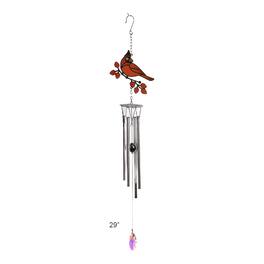 FC Design - 29" Long Red Cardinal Silver Wind Chime Outdoor Patio or Garden Hanging Decoration - Multi-Color