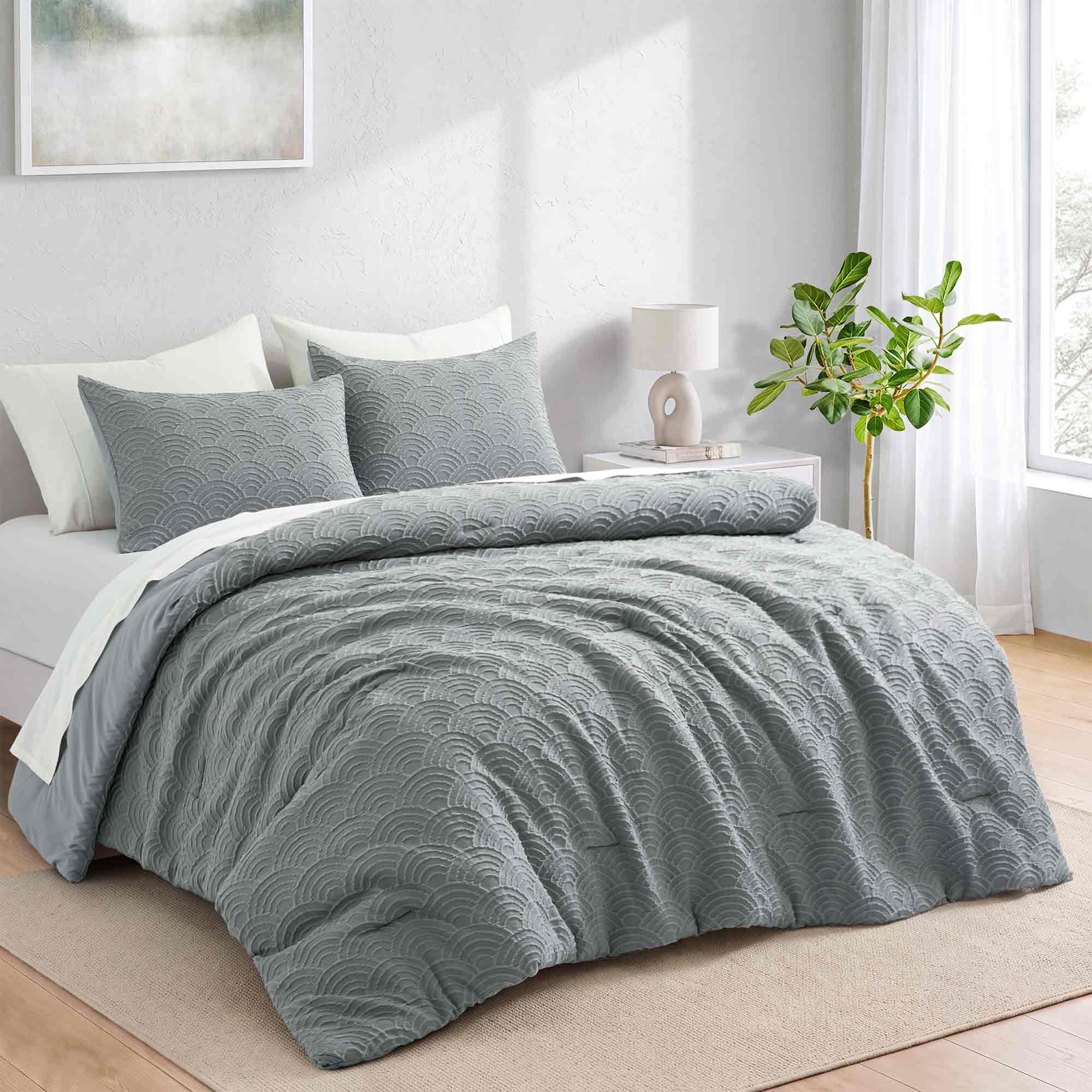 Peace Nest 3 Piece Bubble Textured Seersucker Comforter Set, All Season ...