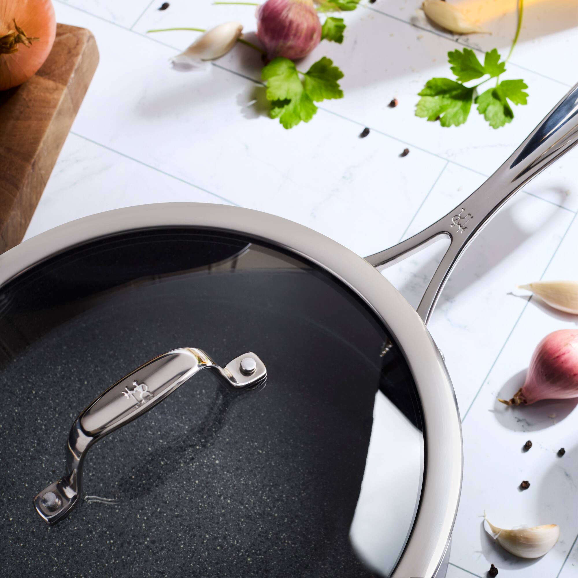 Alt View 4. Henckels - Henckels Capri Ceramic 11-pc Aluminum Ceramic Nonstick Cookware Set - Grey.