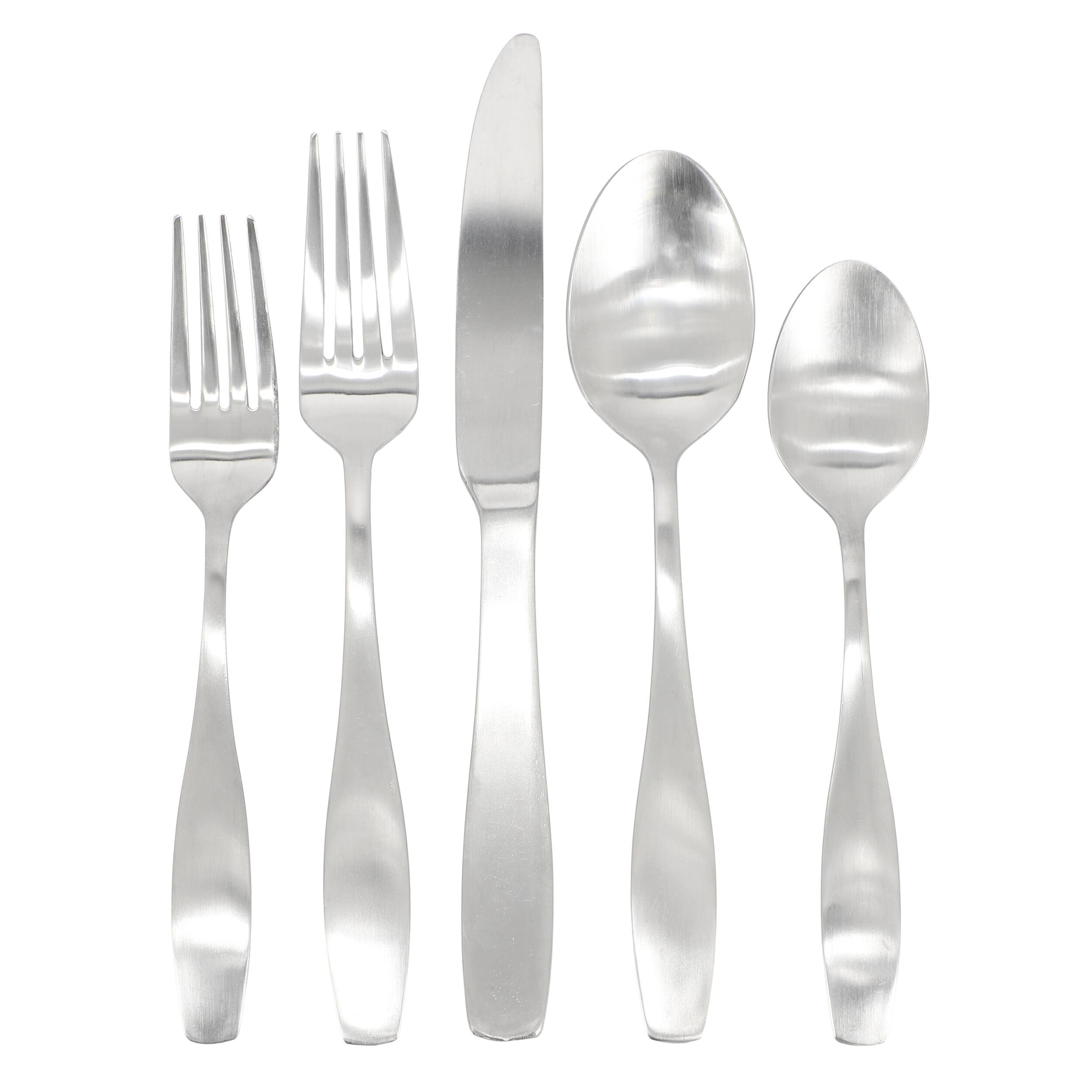 Alt View 2. Gibson - Gibson Home Karlton 20 Piece Stainless Steel Flatware Set in Matte Silver - Silver.