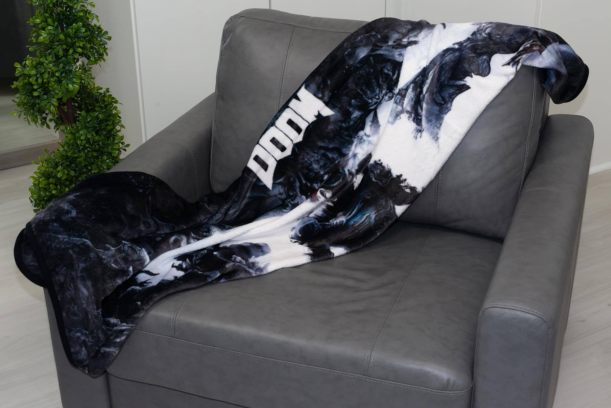 Alt View 4. Just Funky - Doom Eternal Doomslayer 45x 60 Inch Fleece Throw Blanket - Gray.