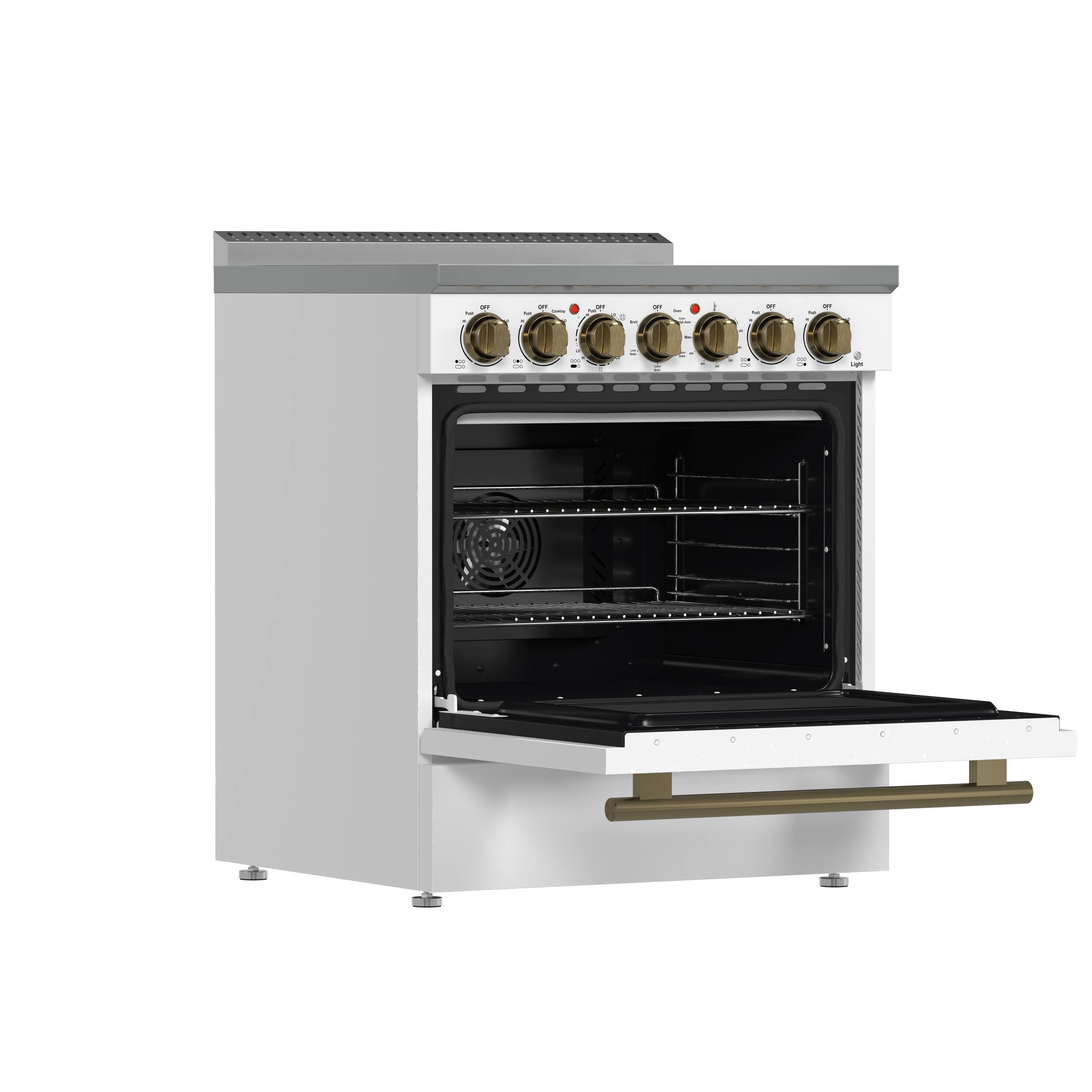Alt View 2. Forno Appliances - Paolo 4.38 cu. ft. Freestanding Electric True Convection Range with Warming Zone - White.