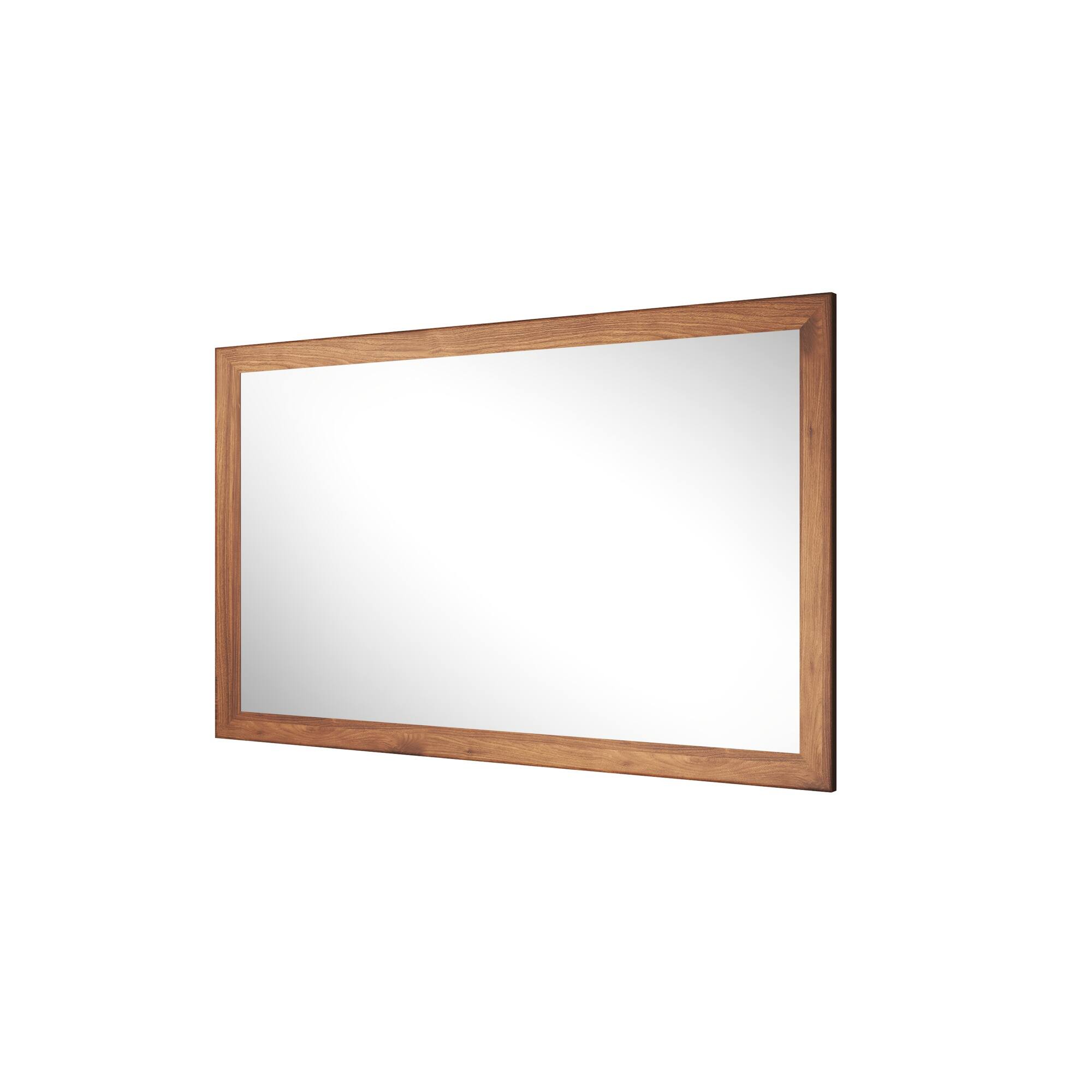 Alt View 2. Boyel Living - 30 in W x 50 in L Dark Wood Grain Rectangular Slanted Edge Aluminum Framed Wall Bathroom Vanity Mirror.