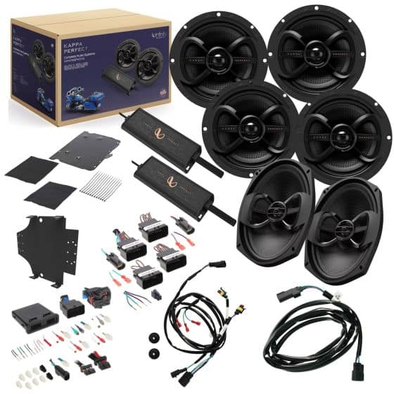 Infinity - PERFECT6SPKSYS 6 Speaker plug n play kit for 2014 up Harley Davidson StreetGlide/Road Glide (2 pair 6.5" and 6 - Black
