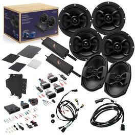 Infinity - PERFECT6SPKSYS 6 Speaker plug n play kit for 2014 up Harley Davidson StreetGlide/Road Glide (2 pair 6.5" and 6 - Black