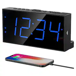 Dazzed Corner - Digital Dual Alarm Clock, Display Bedside with Battery Backup - Black