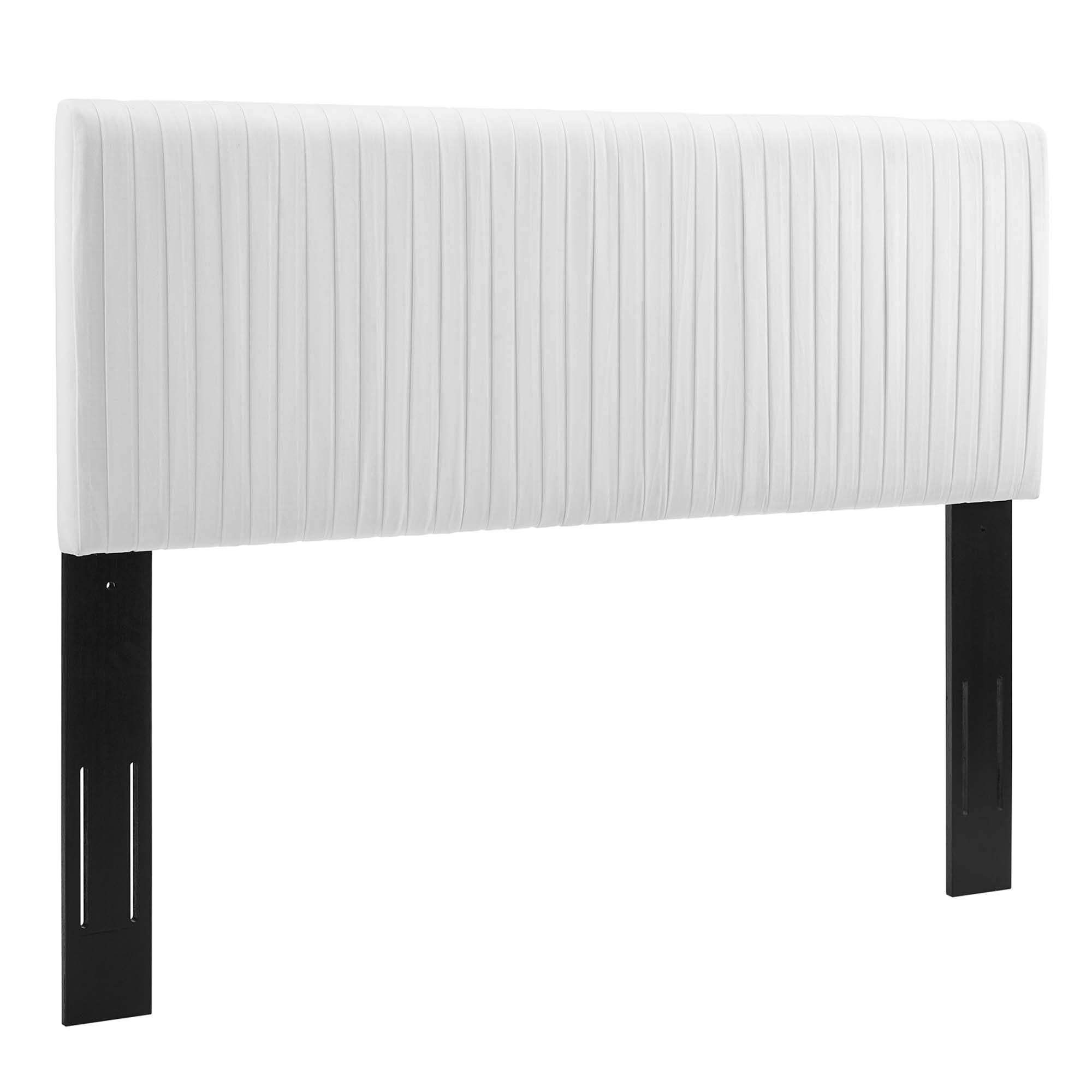 Eloise Channel Tufted Performance Velvet Full/Queen Headboard by Modway - White